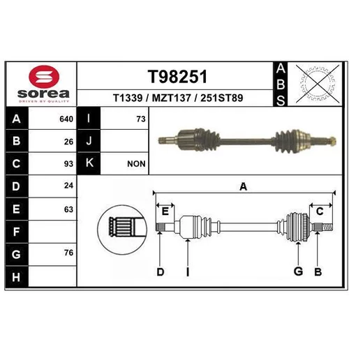 Hnací hriadeľ EAI T98251