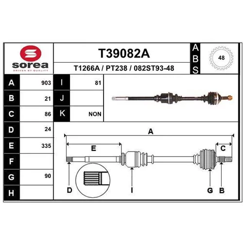 Hnací hriadeľ EAI T39082A