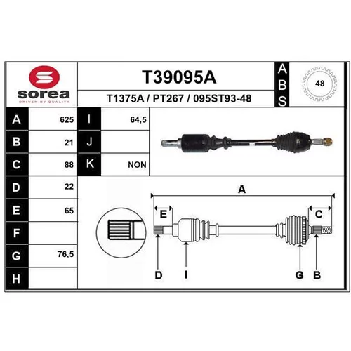 Hnací hriadeľ EAI T39095A