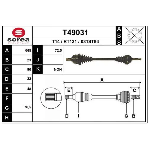 Hnací hriadeľ T49031 /EAI/