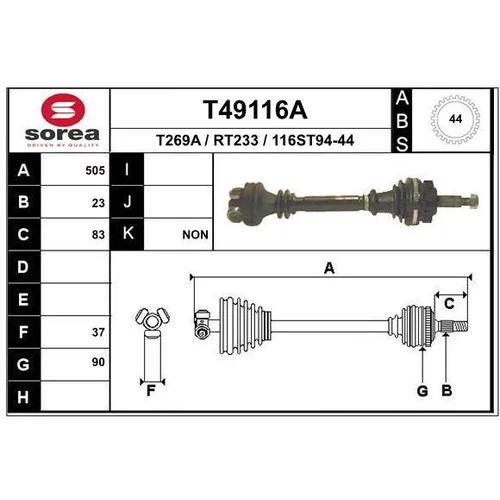 Hnací hriadeľ EAI T49116A