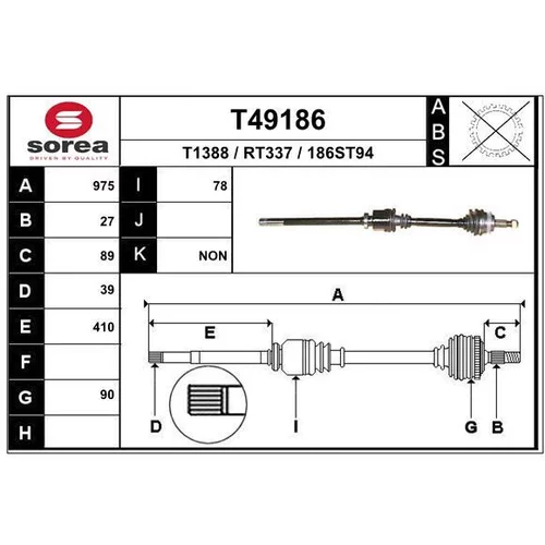 Hnací hriadeľ EAI T49186