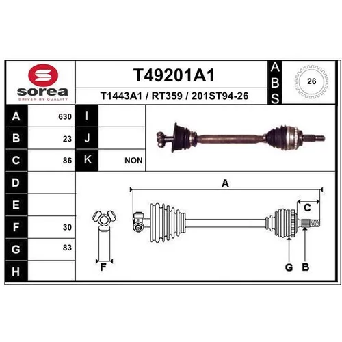 Hnací hriadeľ EAI T49201A1