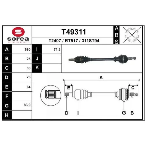 Hnací hriadeľ EAI T49311