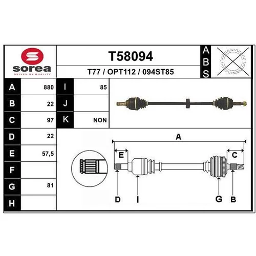 Hnací hriadeľ EAI T58094