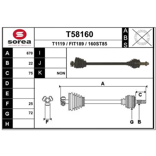 Hnací hriadeľ EAI T58160