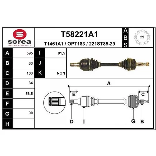 Hnací hriadeľ EAI T58221A1
