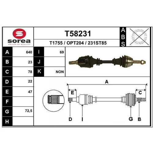 Hnací hriadeľ EAI T58231