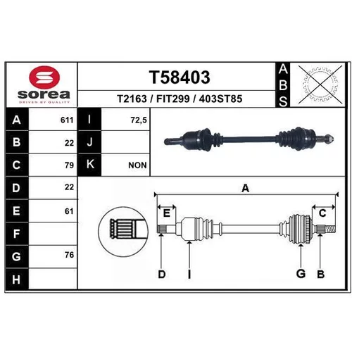 Hnací hriadeľ EAI T58403