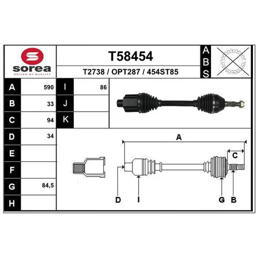 Hnací hriadeľ EAI T58454