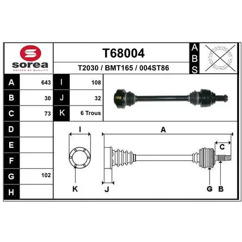 Hnací hriadeľ EAI T68004