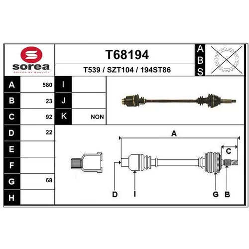 Hnací hriadeľ EAI T68194