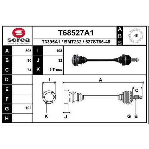 Hnací hriadeľ EAI T68527A1