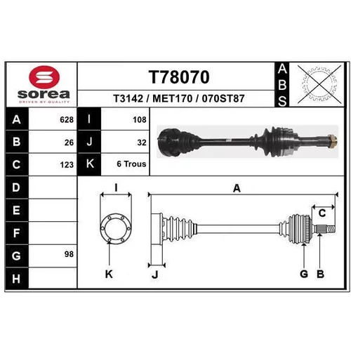 Hnací hriadeľ T78070 /EAI/