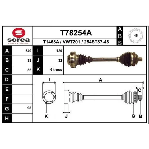 Hnací hriadeľ EAI T78254A