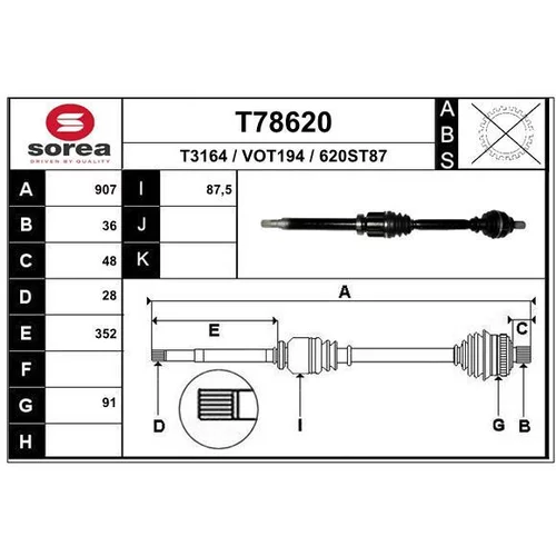 Hnací hriadeľ EAI T78620