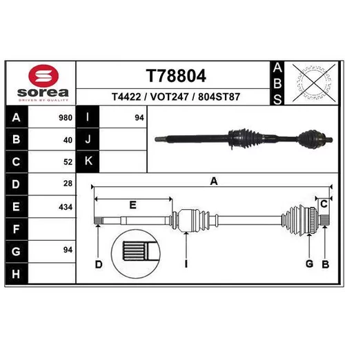 Hnací hriadeľ EAI T78804