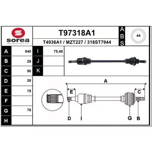 Hnací hriadeľ EAI T97318A1