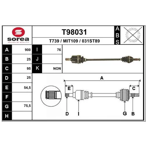 Hnací hriadeľ EAI T98031