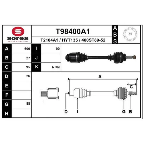 Hnací hriadeľ EAI T98400A1