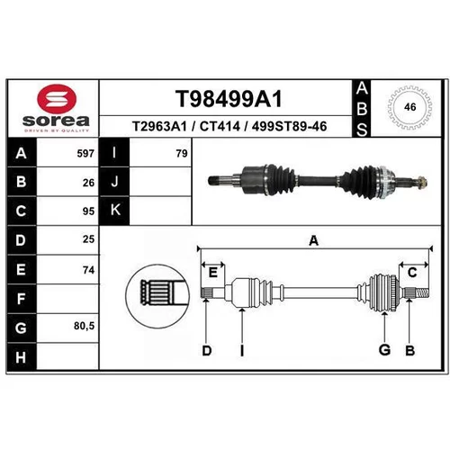 Hnací hriadeľ EAI T98499A1