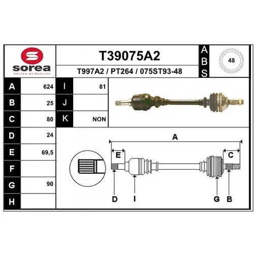 Hnací hriadeľ EAI T39075A2