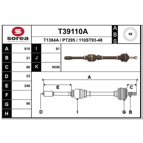 Hnací hriadeľ EAI T39110A