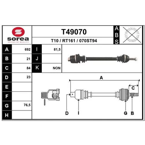 Hnací hriadeľ EAI T49070