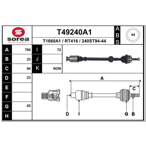 Hnací hriadeľ EAI T49240A1