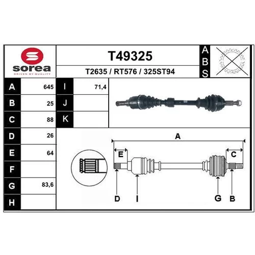 Hnací hriadeľ EAI T49325