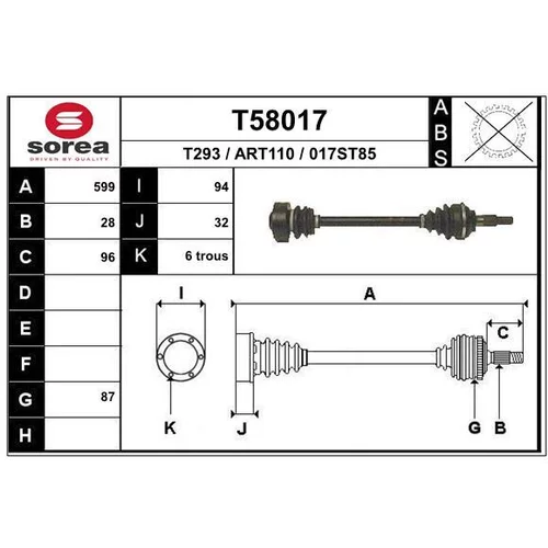 Hnací hriadeľ EAI T58017