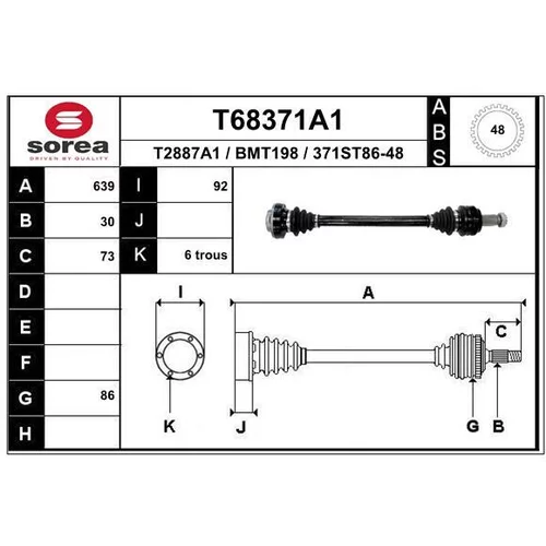 Hnací hriadeľ EAI T68371A1