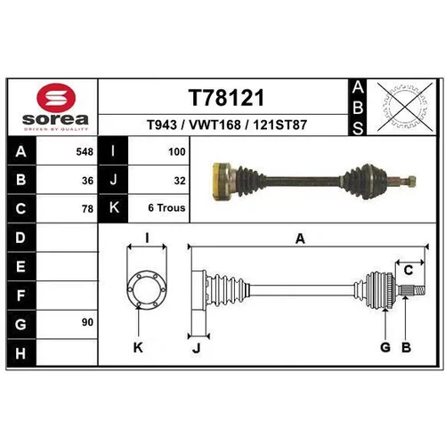 Hnací hriadeľ EAI T78121