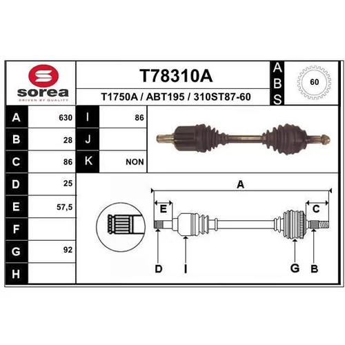 Hnací hriadeľ EAI T78310A