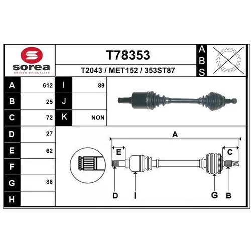 Hnací hriadeľ EAI T78353