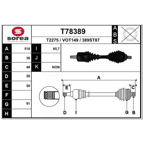 Hnací hriadeľ EAI T78389