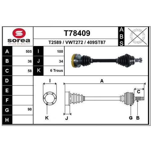 Hnací hriadeľ EAI T78409