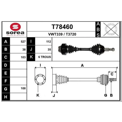 Hnací hriadeľ EAI T78460