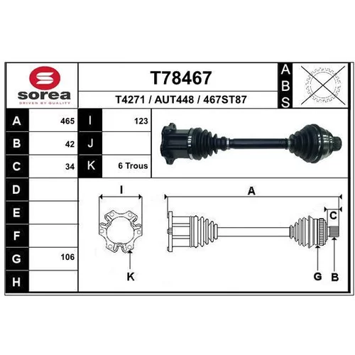Hnací hriadeľ EAI T78467