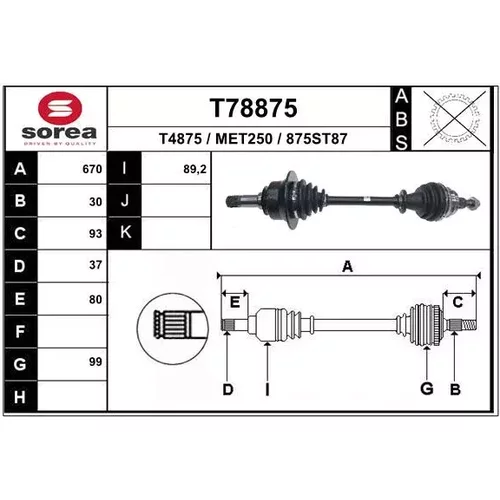 Hnací hriadeľ EAI T78875