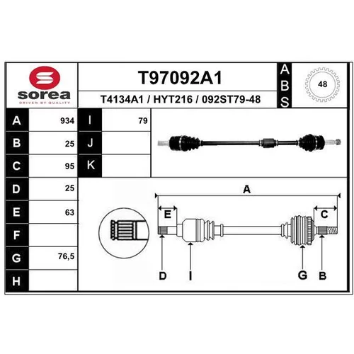 Hnací hriadeľ EAI T97092A1