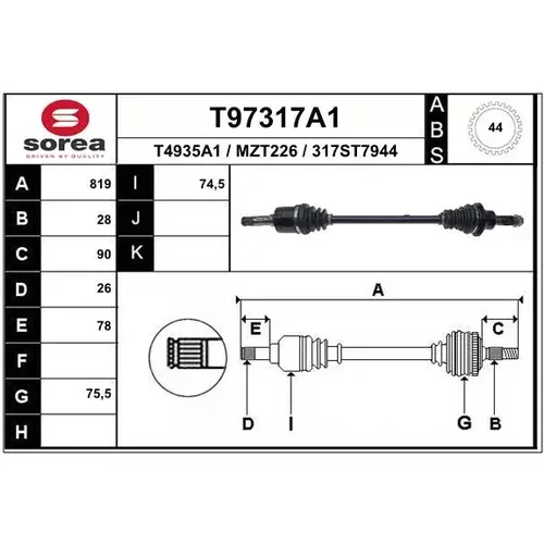 Hnací hriadeľ EAI T97317A1