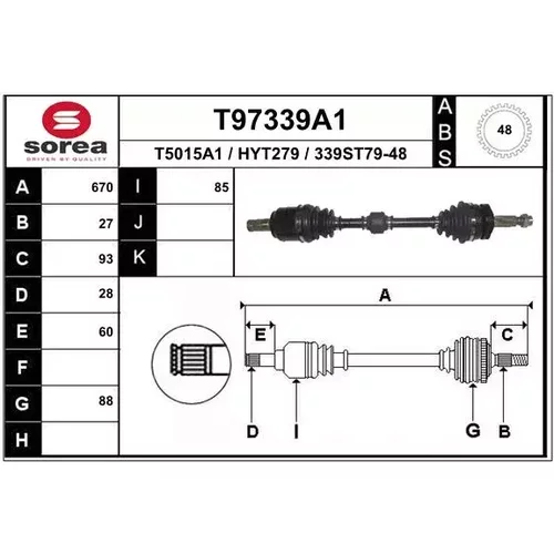 Hnací hriadeľ EAI T97339A1