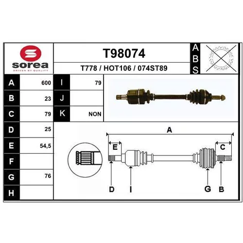 Hnací hriadeľ EAI T98074