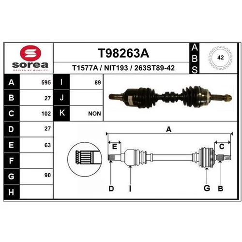 Hnací hriadeľ EAI T98263A