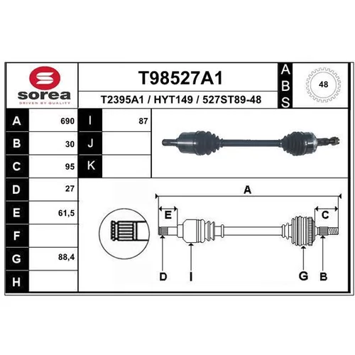 Hnací hriadeľ EAI T98527A1