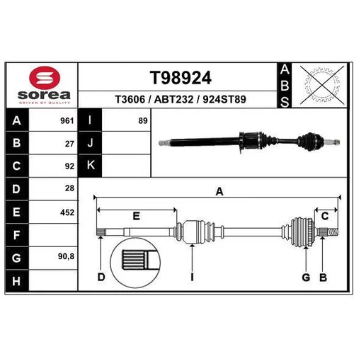 Hnací hriadeľ EAI T98924