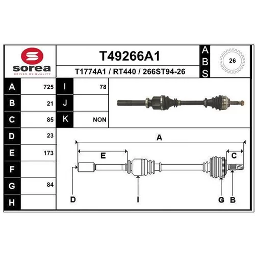 Hnací hriadeľ EAI T49266A1
