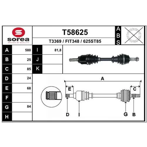 Hnací hriadeľ EAI T58625