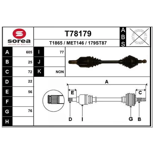 Hnací hriadeľ EAI T78179